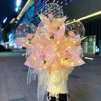 Diy Led Light z różanymi balonami urodziny dzień matki prezent dekoracje ślubne jasne kulki Led Luminous balon bukiet róż 2